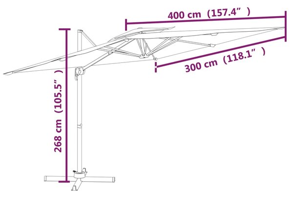 VidaXL Κρεμαστή Ομπρέλα με Διπλή Κορυφή Κεραμιδί 400 x 300 εκ