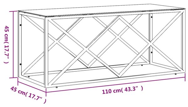 VidaXL Τραπέζι Σαλονιού 110x45x45 εκ. από Ανοξ. Ατσάλι και Γυαλί