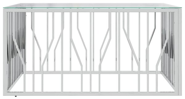 VidaXL Τραπέζι Σαλονιού 100x100x50 εκ. από Ανοξείδωτο Ατσάλι και Γυαλί