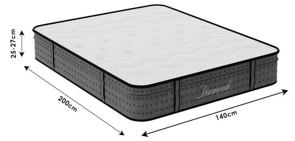Στρώμα Diamond 3 ζωνών με ελατήρια pocket + οικολογικό memory foam 25 - 27cm 140x200cm