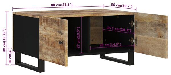 VidaXL Τραπεζάκι Σαλονιού 80x50x40 εκ. Μασίφ Ξύλο Μάνγκο & Επεξ. Ξύλο