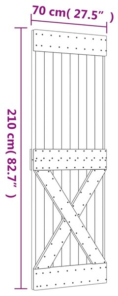 VidaXL Πόρτα NARVIK 70 x 210 εκ. από Μασίφ Ξύλο Πεύκου