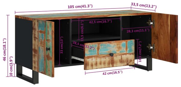 VidaXL Έπιπλο Τηλεόρασης 105x33,5x46 εκ Μασίφ Ανακυκλ. Ξύλο & Επ. Ξύλο