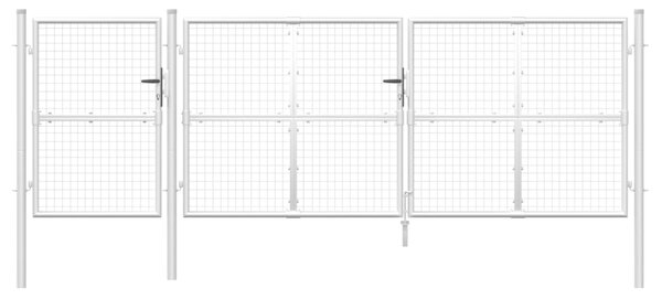 VidaXL Πόρτα Περίφραξης με Πλέγμα Ασημί 400 x 175 εκ. Γαλβαν. Χάλυβας