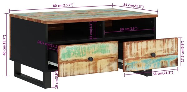 VidaXL Τραπεζάκι Σαλονιού 80x54x40 εκ Μασίφ Ανακυκλ. Ξύλο & Επεξ. Ξύλο