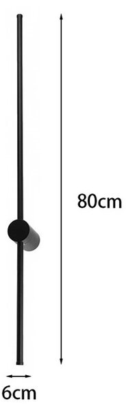 Φωτιστικό Τοίχου LED Eftenbo, Μαύρο, 8x8x80 cm