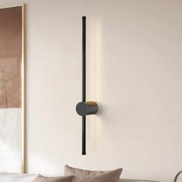 Φωτιστικό Τοίχου LED Eftenbo, Μαύρο, 8x8x80 cm