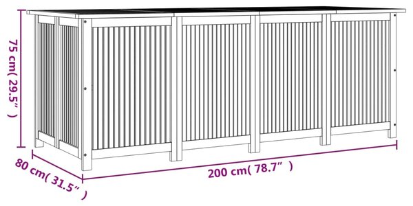 VidaXL Μπαούλο Αποθήκευσης Κήπου 200x80x75 εκ. από Μασίφ Ξύλο Ακακίας