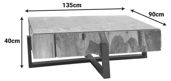 Τραπεζάκι σαλονιού Borth Φυσικό 135x90x40 cm
