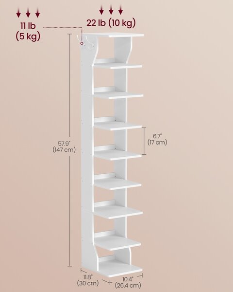 Παπουτσοθήκη Vasagle Λευκό 26.5x30x147 cm