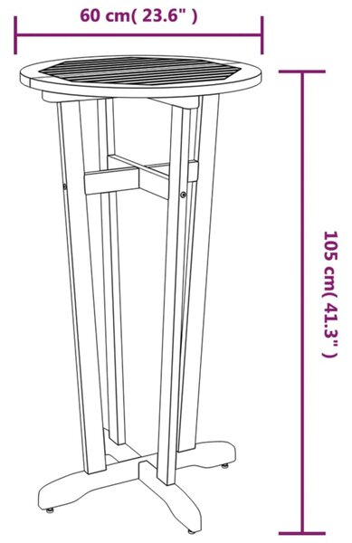 VidaXL Τραπέζι Μπαρ Κήπου Ø60x105 εκ. από Μασίφ Ξύλο Ακακίας
