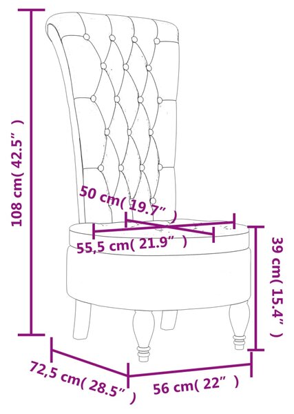 VidaXL Πολυθρόνα με Ψηλή Πλάτη/Σχεδιασμός με Κουμπιά Αν.Γκρι Βελούδινη