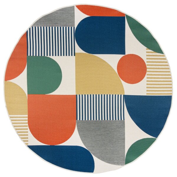 Χαλί Geo Fusion Outdoor Κίτρινο Ochre 160X160 cm, rotund, Flair Rugs