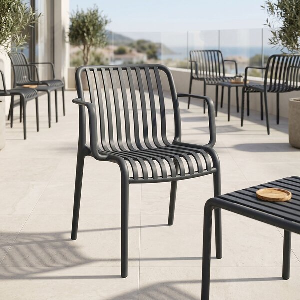 Καρέκλα κήπου Zoi, Ανθρακί, 57.5x54x79 cm