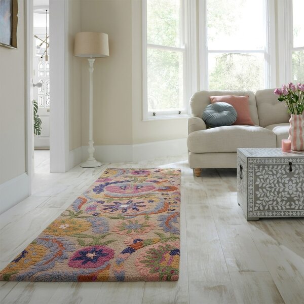 Covor traversa Amira Floral Wool Multicolor 80x300 cm
