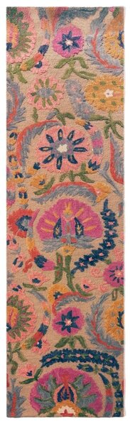 Covor traversa Amira Floral Wool Multicolor 80x300 cm