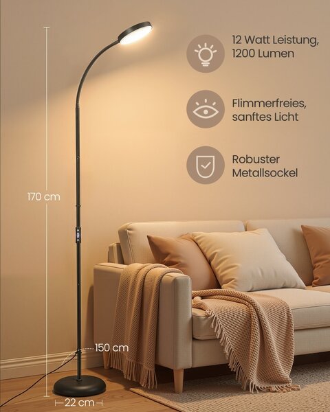 Lampadar LED Lusia, Negru, 22x22x170 cm