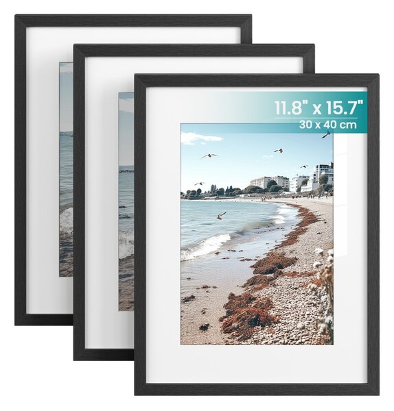 Set 3 piese Rame foto Kavi, Negru, 32.2x1.2x42.2 cm