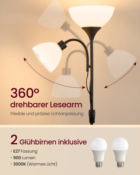 Lampadar LED Lusia, Negru, 38.5x23.5x176 cm