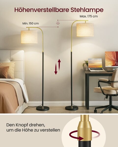Lampadar Lusia, Negru, 54.2x30x176 cm