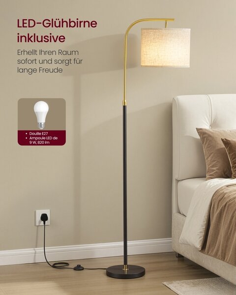 Lampadar Lusia, Negru, 54.2x30x176 cm