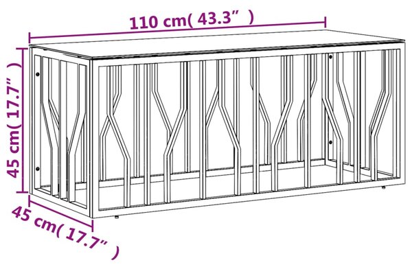 VidaXL Τραπέζι Σαλονιού 110x45x45 εκ. από Ανοξ. Ατσάλι και Γυαλί