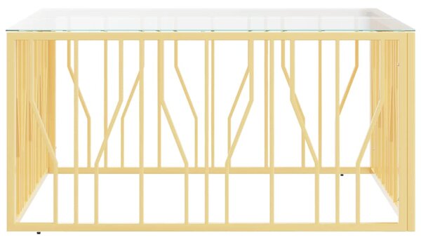 VidaXL Τραπέζι Σαλονιού 100x100x50 εκ. από Ανοξείδωτο Ατσάλι και Γυαλί