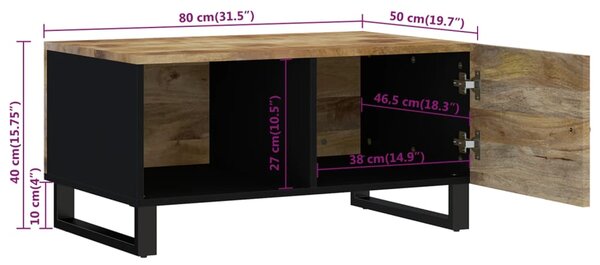 VidaXL Τραπεζάκι Σαλονιού 80x50x40 εκ. Μασίφ Ξύλο Μάνγκο & Επεξ. Ξύλο