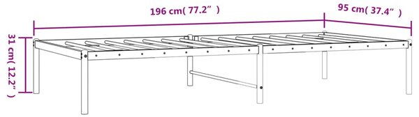 VidaXL Πλαίσιο Κρεβατιού Λευκό 90 x 190 εκ. Μεταλλικό