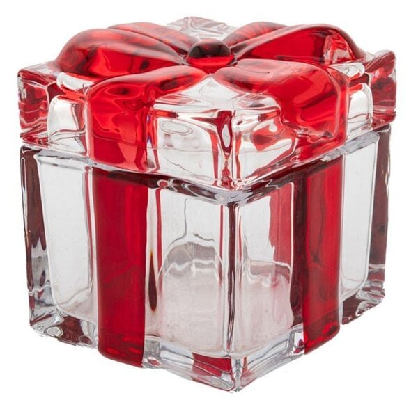 Μπισκοτιέρα Χριστουγεννιάτικη 87177 11x11x11,5cm Clear-Red