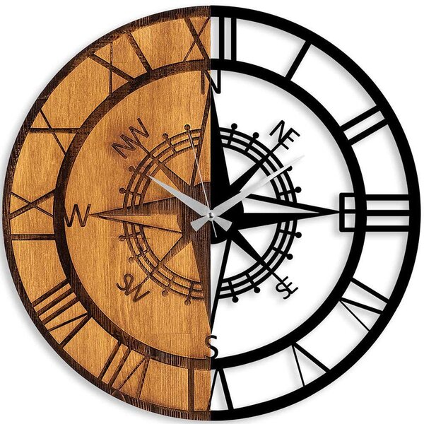 Ρολόι Τοίχου Clock Mechanism 539TNL1153 56x3x56cm Walnut-Black Wallity