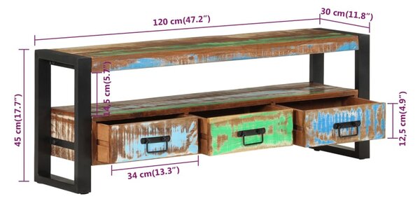 VidaXL Έπιπλο Τηλεόρασης 120 x 30 x 45 εκ. από Μασίφ Ανακυκλωμένο Ξύλο