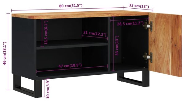 VidaXL Έπιπλο Τηλεόρασης 80x33x46 εκ. Μασίφ Ξύλο Ακακίας & Επεξ. Ξύλο