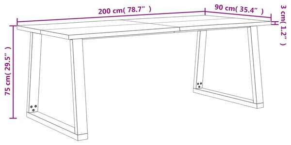 VidaXL Τραπεζαρία με Φυσικό Περίγραμμα 200x90x75 εκ Μασίφ Ξύλο Ακακίας