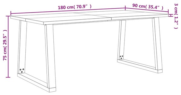 VidaXL Τραπεζαρία με Φυσικό Περίγραμμα 180x90x75 εκ Μασίφ Ξύλο Ακακίας