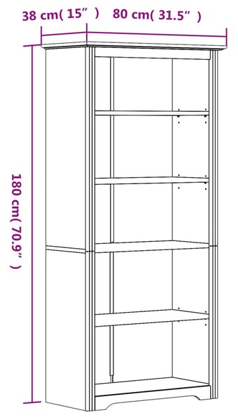 VidaXL Βιβλιοθήκη BODO 5 Επ. Καφέ 82x40x173 εκ. από Μασίφ Ξύλο Πεύκου