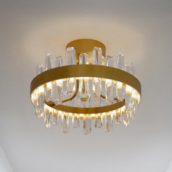 By Rydéns Φωτιστικό οροφής LED Triumph της Rydens, ορείχαλκος, διαφανές, Ø 50 cm, ρυθμιζόμενος, Διαφανές, Σαλόνι / τραπεζαρία, Γυαλί, σύγχρονο