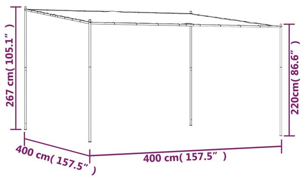 VidaXL Κιόσκι Ανθρακί 4x4 μ. 180 γρ/μ² από Ύφασμα και Ατσάλι