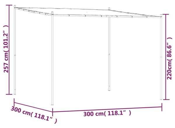 VidaXL Κιόσκι Ανθρακί 3x3 μ. 180 γρ/μ² από Ύφασμα και Ατσάλι