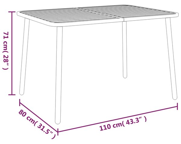 VidaXL Τραπέζι Κήπου Ανθρακί 110x80x71 εκ. Ατσάλινο