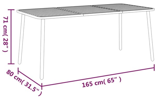 VidaXL Τραπέζι Κήπου Ανθρακί 165x80x71 εκ. Ατσάλινο