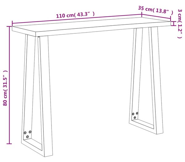 VidaXL Τραπέζι Κονσόλα με Live Edge 110x35x80 εκ. Μασίφ Ξύλο Ακακίας