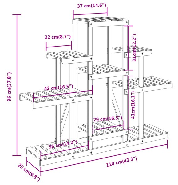 VidaXL Βάση Λουλουδιών 110 x 25 x 96 εκ. από Μασίφ Ξύλο Ελάτης