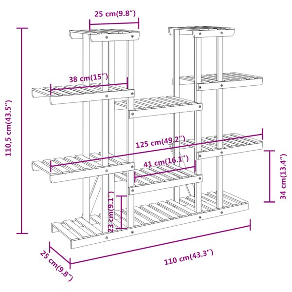 VidaXL Βάση Λουλουδιών 110x25x110,5 εκ. από Μασίφ Ξύλο Ελάτης