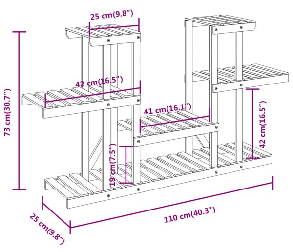 VidaXL Βάση Λουλουδιών 110 x 25 x 73 εκ. από Μασίφ Ξύλο Ελάτης