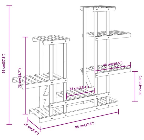 VidaXL Βάση Λουλουδιών 95x25x96 εκ. από Μασίφ Ξύλο Ελάτης