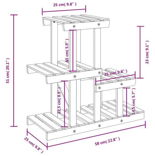 VidaXL Βάση Λουλουδιών 58x25x51 εκ. από Μασίφ Ξύλο Ελάτης