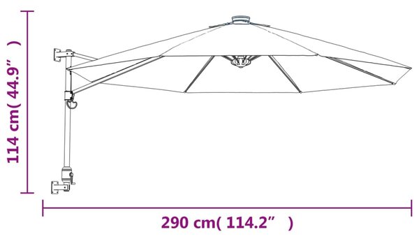 VidaXL Ομπρέλα Επιτοίχια Πράσινο Μήλο 290 εκ