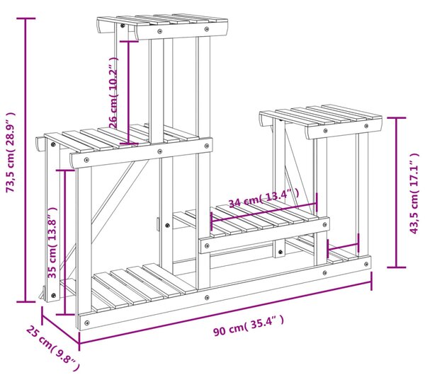 VidaXL Βάση Λουλουδιών 90x25x73,5 εκ. από Μασίφ Ξύλο Ελάτης