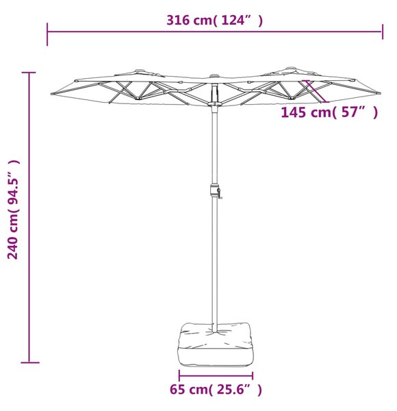 VidaXL Ομπρέλα Κήπου με Διπλή Κορυφή Τερακότα 316 x 240 εκ